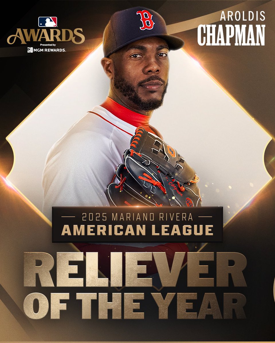 Aroldis Chapman wins his 2nd career Mariano Rivera AL Reliever of the Year Award!