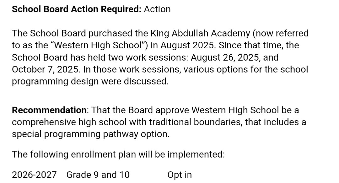 The SB votes to proceed forward with Western HS as a comprehensive HS w traditional boundaries, with 9th &amp; 10th graders opting in during the next school year.