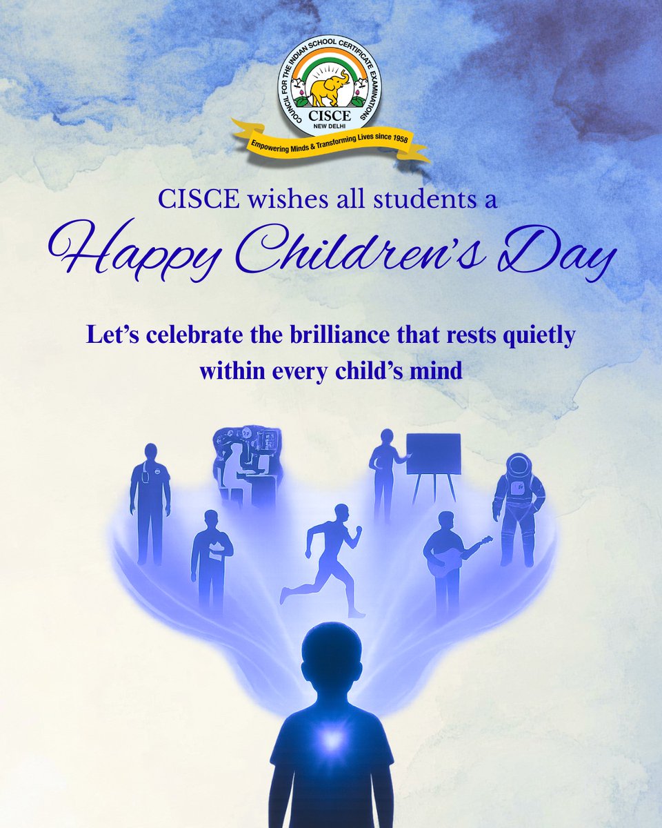CISCE_Official's tweet image. CISCE celebrates every child&apos;s curiosity, courage &amp;amp; imagination that shape tomorrow’s India.

We remain committed to nurturing every learner’s unique voice in classrooms, on playing fields, in labs &amp;amp; beyond.

Here’s to our little future leaders &amp;amp; changemakers!
#HappyChildrensDay