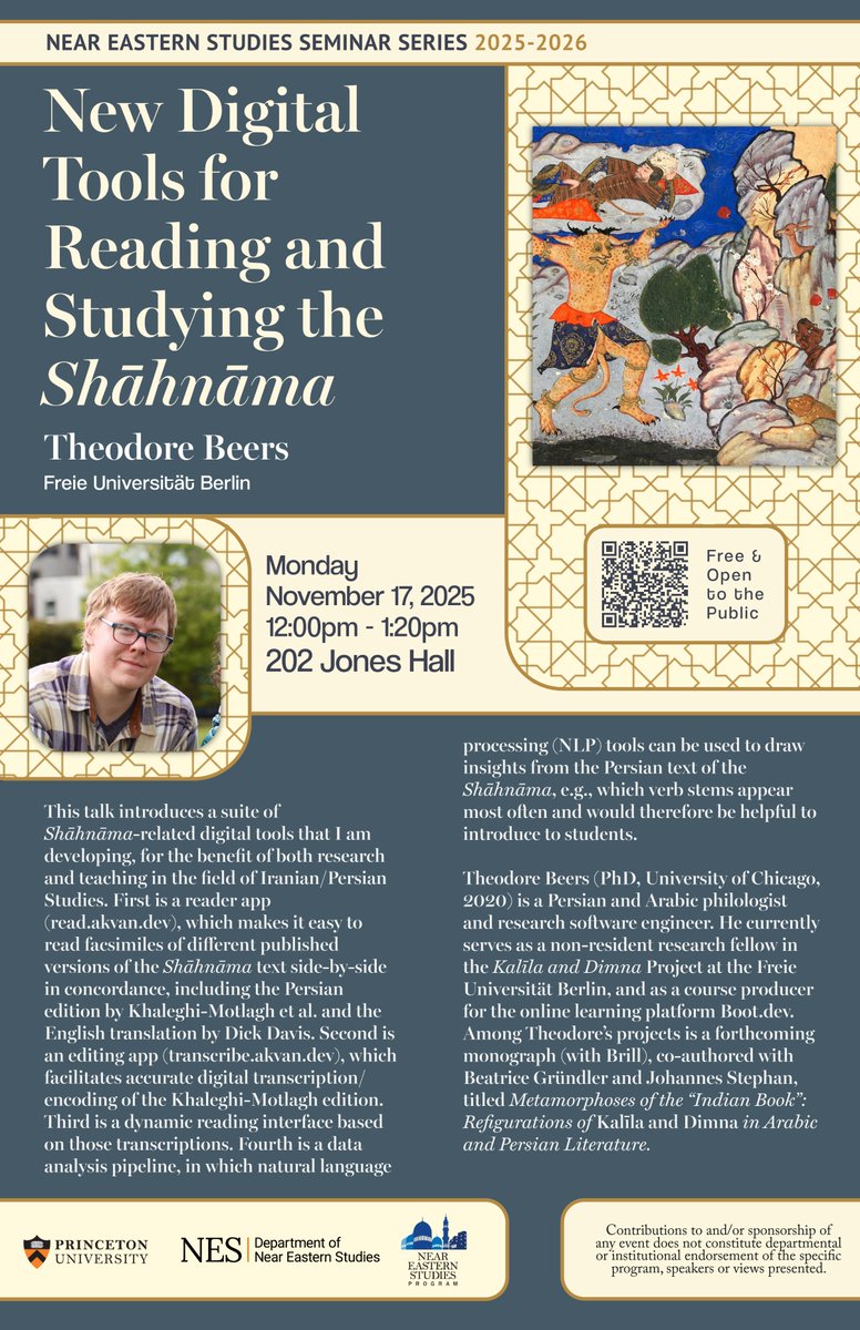 The work goes on. I already post about these Shāhnāma projects as I make progress on them; a talk is a good way to force myself to keep moving forward.