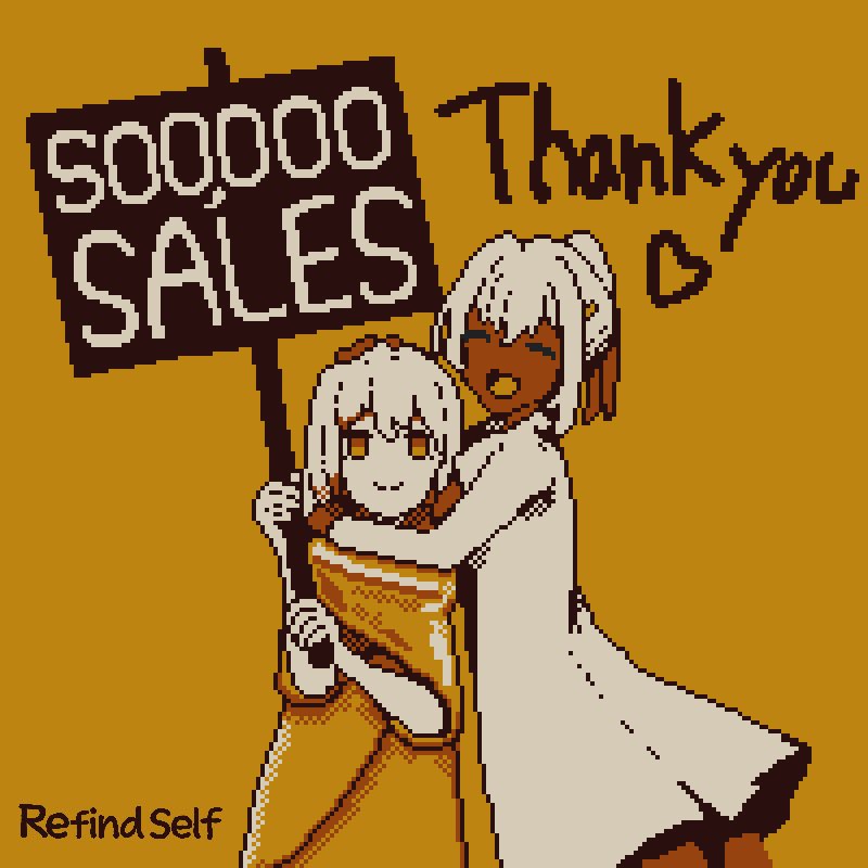 Refind Self 性格診断ゲームの販売が
50万本を突破しました！🎉
遊んでくださった皆様、応援いただいた皆様ありがとうございました…！

これを記念して
7 Days to End with You 言語解読ゲーム
Refind Self 性格診断ゲーム
Cling to Blindness目隠し必須ホラー
の3作 bundle🦎も発売しております！