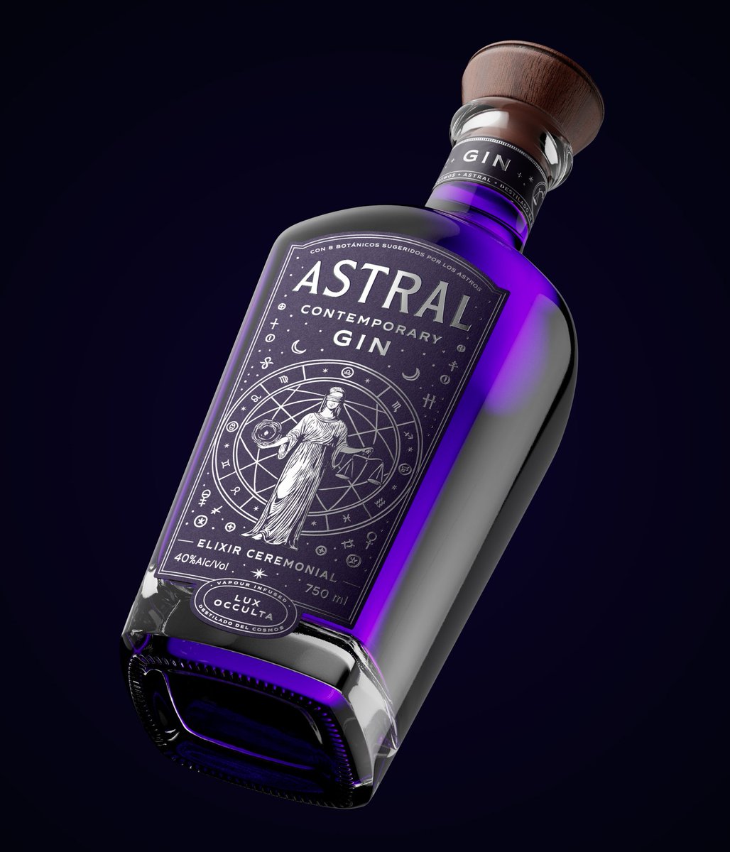 packagings's tweet image. ASTRAL Contemporary #Gin - #glowinthedark detailing reveals constellations after nightfall, turning the bottle into a celestial map.

packagingoftheworld.com/2025/11/astral… 

#packagingdesign by Tuerca Studio