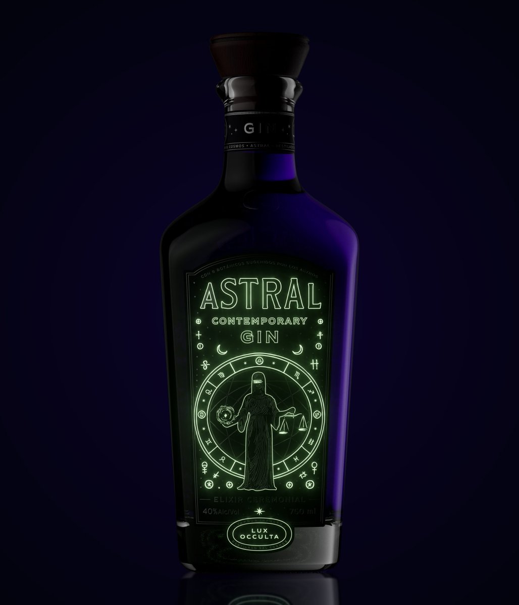 packagings's tweet image. ASTRAL Contemporary #Gin - #glowinthedark detailing reveals constellations after nightfall, turning the bottle into a celestial map.

packagingoftheworld.com/2025/11/astral… 

#packagingdesign by Tuerca Studio