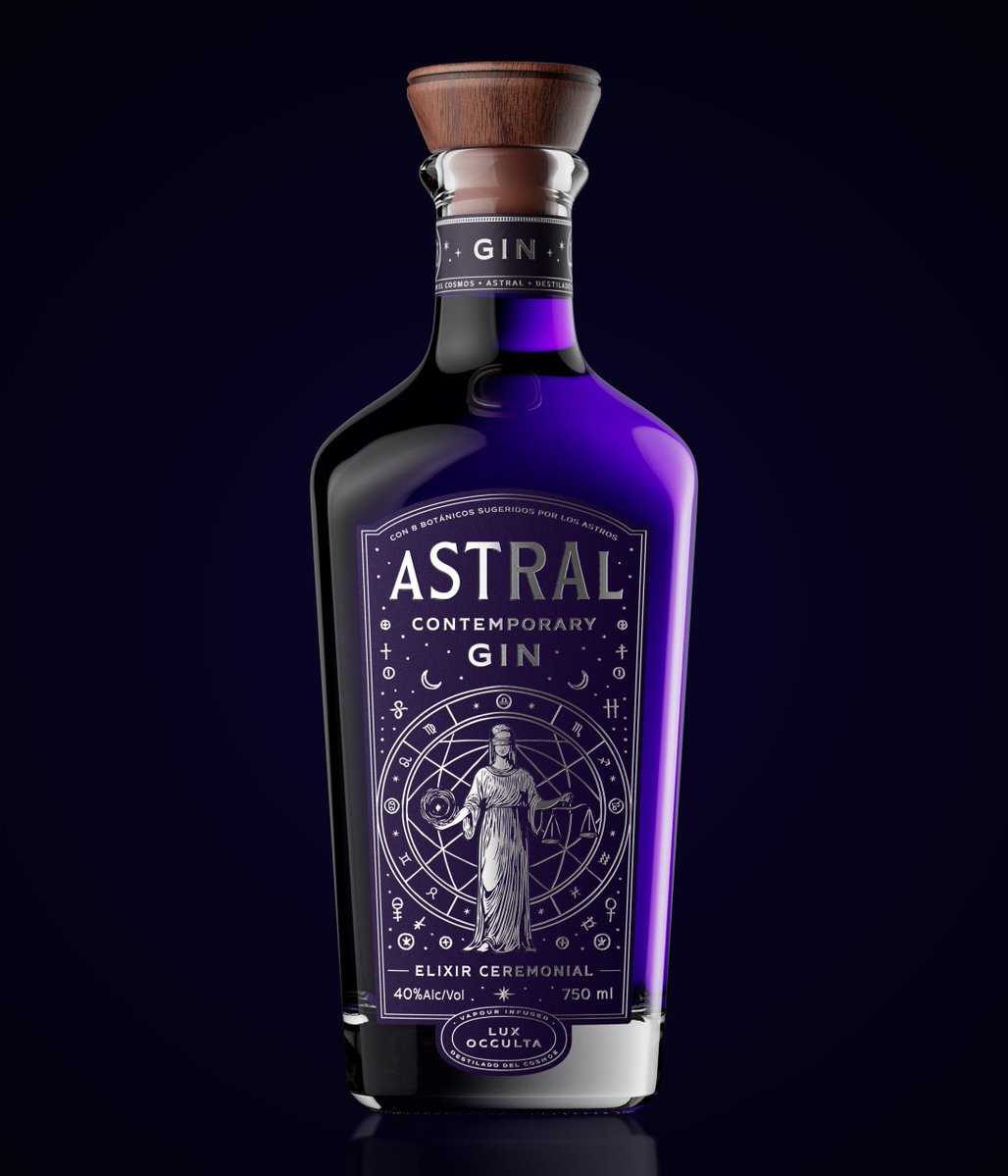 packagings's tweet image. ASTRAL Contemporary #Gin - #glowinthedark detailing reveals constellations after nightfall, turning the bottle into a celestial map.

packagingoftheworld.com/2025/11/astral… 

#packagingdesign by Tuerca Studio