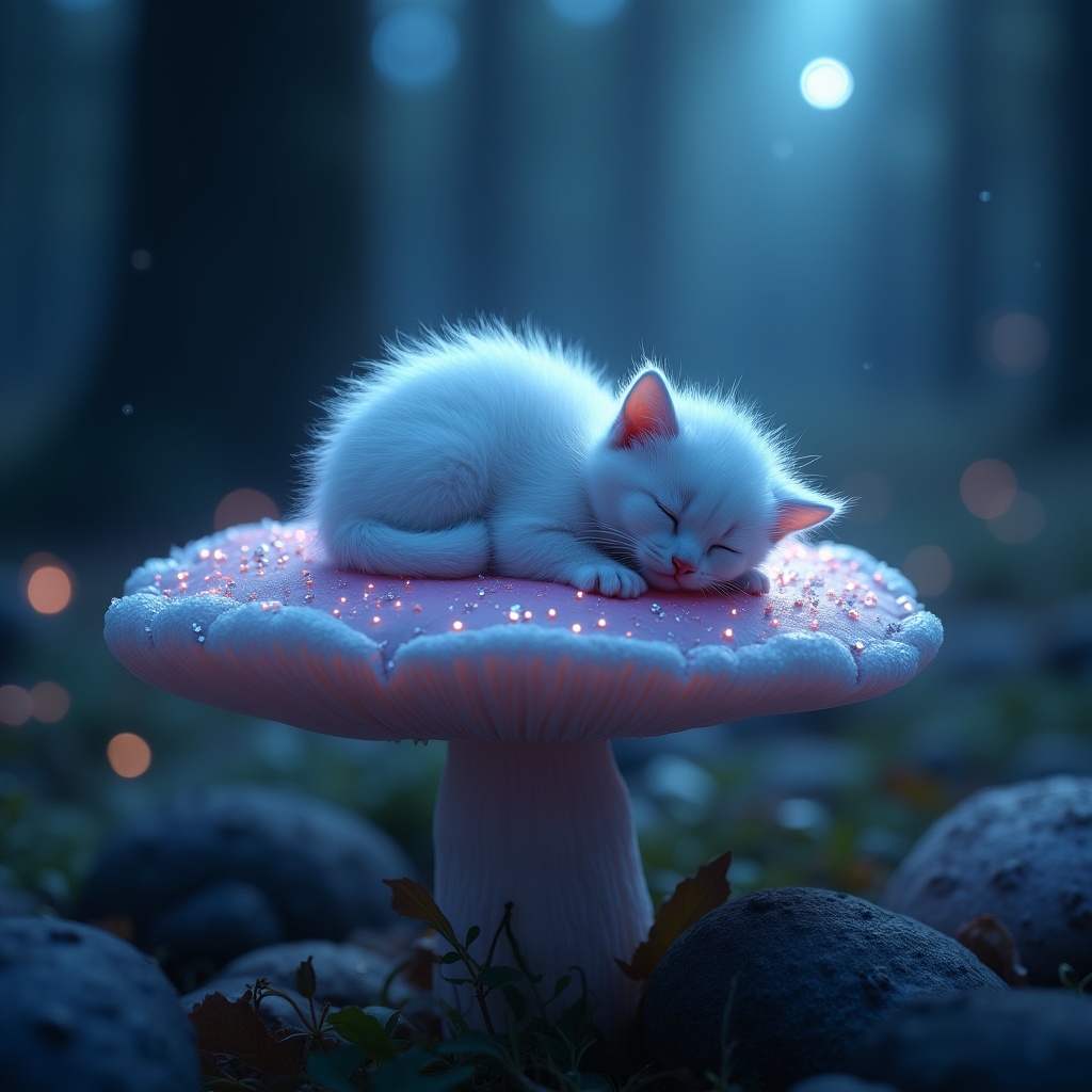 Imagen24_'s tweet image. A tiny kitten on a bioluminescent mushroom.-Comment For full Prompt
#AIImage #ImagePrompt #FantasyArt #AI