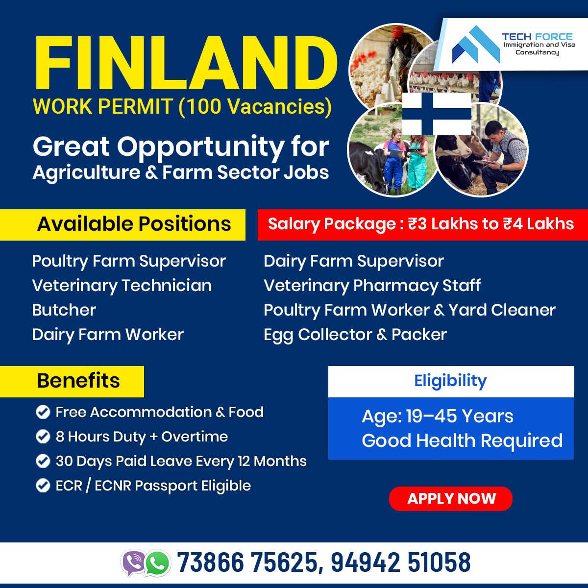 techforcevisa's tweet image. 𝐅𝐈𝐍𝐋𝐀𝐍𝐃 𝐖𝐨𝐫𝐤 𝐏𝐞𝐫𝐦𝐢𝐭
𝗔𝗴𝗿𝗶𝗰𝘂𝗹𝘁𝘂𝗿𝗲 &amp;amp; 𝗙𝗮𝗿𝗺 𝗦𝗲𝗰𝘁𝗼𝗿 𝗝𝗼𝗯𝘀 𝘄𝗶𝘁𝗵 𝗳𝗿𝗲𝗲 𝗳𝗼𝗼𝗱, 𝗮𝗰𝗰𝗼𝗺𝗺𝗼𝗱𝗮𝘁𝗶𝗼𝗻, 𝗼𝘃𝗲𝗿𝘁𝗶𝗺𝗲, 𝗮𝗻𝗱 𝗽𝗮𝗶𝗱 𝗹𝗲𝗮𝘃𝗲!
 𝟕𝟑𝟖𝟔𝟔 𝟕𝟓𝟔𝟐𝟓, 𝟗𝟒𝟗𝟒𝟐 𝟓𝟏𝟎𝟓𝟖

#FinlandJobs #WorkPermit #AbroadJobs