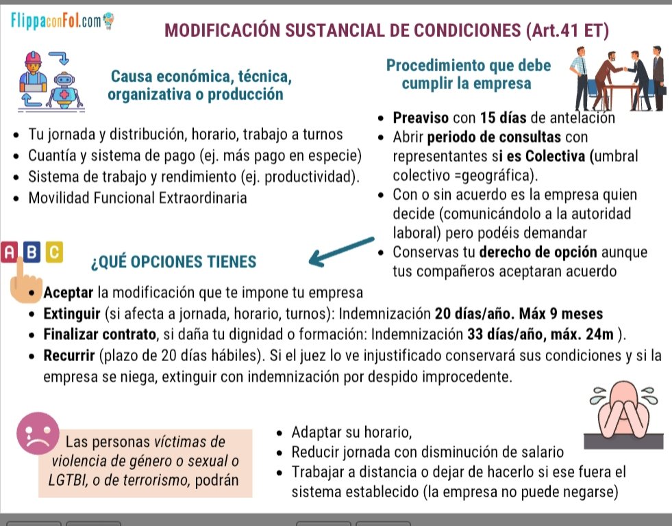 #IPE I. Si tú empresa te cambia los aspectos sustanciales de la prestación como el salario, funciones o el horario, recuerda que tienes derecho a irte con #indemnización  
flippaconfol.com/modificacion-e…