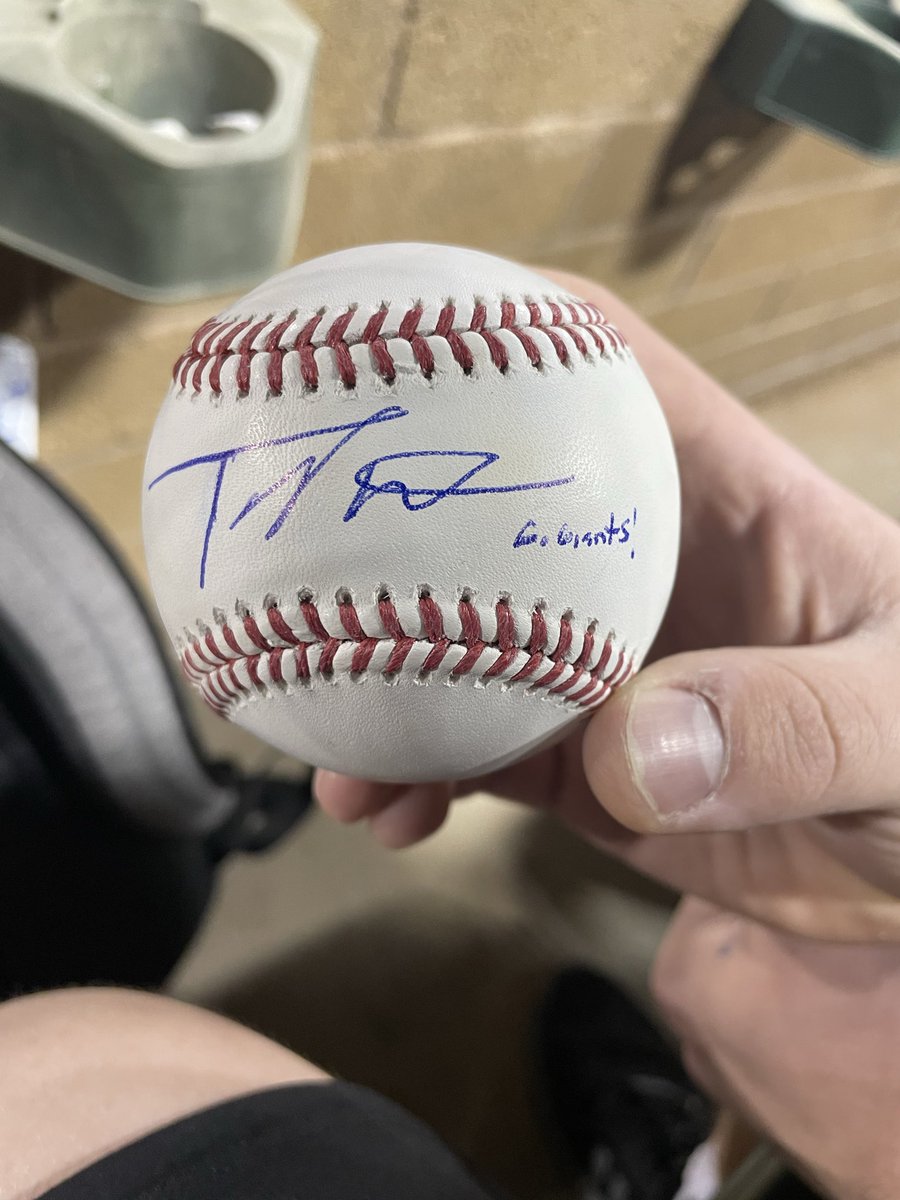 Took Jacob to the AZ Fall league 2nd round playoff game tonight, since Jacob has football playoff game tomorrow. 
Spotted Manager Tony Vitello standing by himself behind us. Jacob got an auto and he was nice to him. Probably one of his first signatures with “Go Giants” on it.