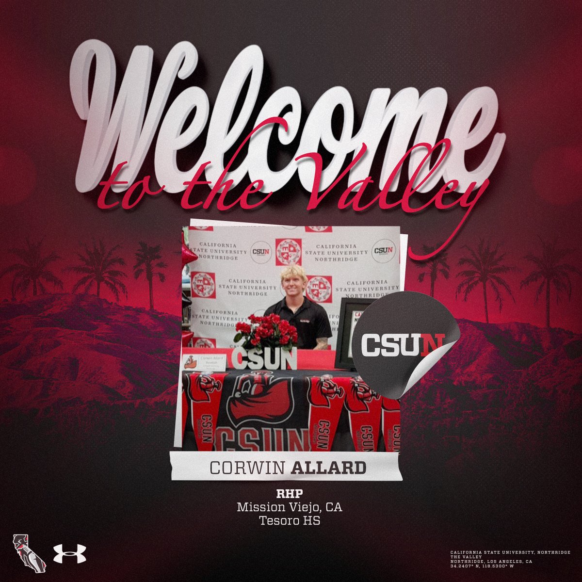 CSUNBaseball's tweet image. A talented arm coming to Northridge

Welcome to CSUN, Corwin!

#GoMatadors