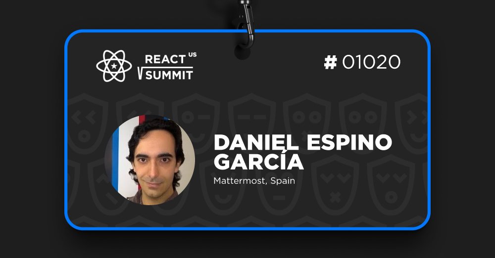 Mattermost's tweet image. Today’s the day! 🎉 Daniel Espino Garcia is presenting at #ReactSummitUS 2025!

Join us as he shares insights from the front lines of secure, scalable, and mission-critical collaboration—where open source meets operational resilience.

📅 November 18 &amp;amp; 21 🎟️ Register FREE and…