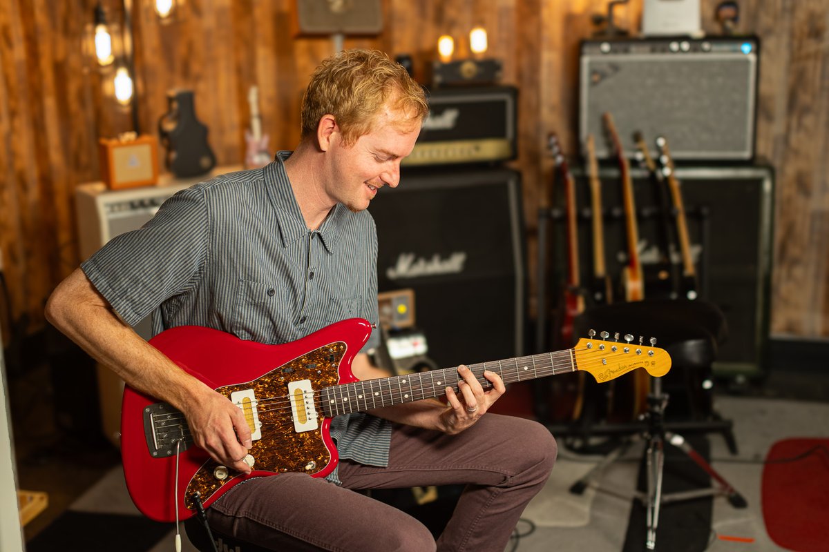 GuitarTricks's tweet image. Anders and Barrett⁩ invaded the GuitarTricks studio in Los Angeles today to film some more episodes! Check out Barrett's @Fender Jazzmaster! And Anders brought his trusty @GretschUSA #guitar #guitarlessons