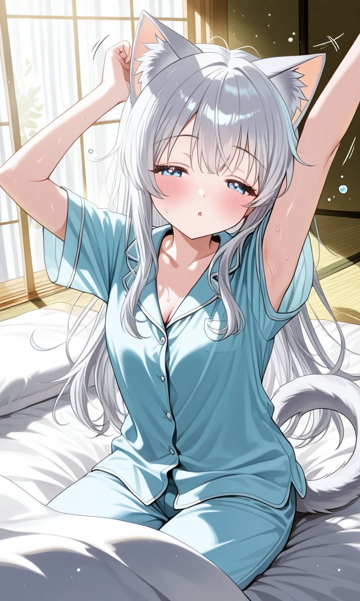 notes777AI's tweet image. おはようございます🥰
久しぶりに爆睡してました😴
午後からのお仕事なので、のんびり過ごします✨️
皆様今日も1日よろしくお願いします🙇
#銀猫のミーシャ
#AIイラスト術師さんと繋がりたい 
#AIイラスト