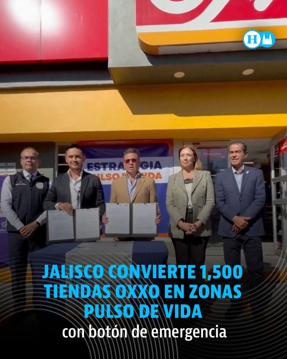 #ENTÉRATE 🔴El Gobierno de Jalisco firmó un convenio para transformar mil 500 tiendas OXXO, ubicadas en los 125 municipios del estado, en Zonas Pulso de Vida. Si una mujer se encuentra en riesgo o situación de violencia, el personal capacitado podrá atenderla y protegerla