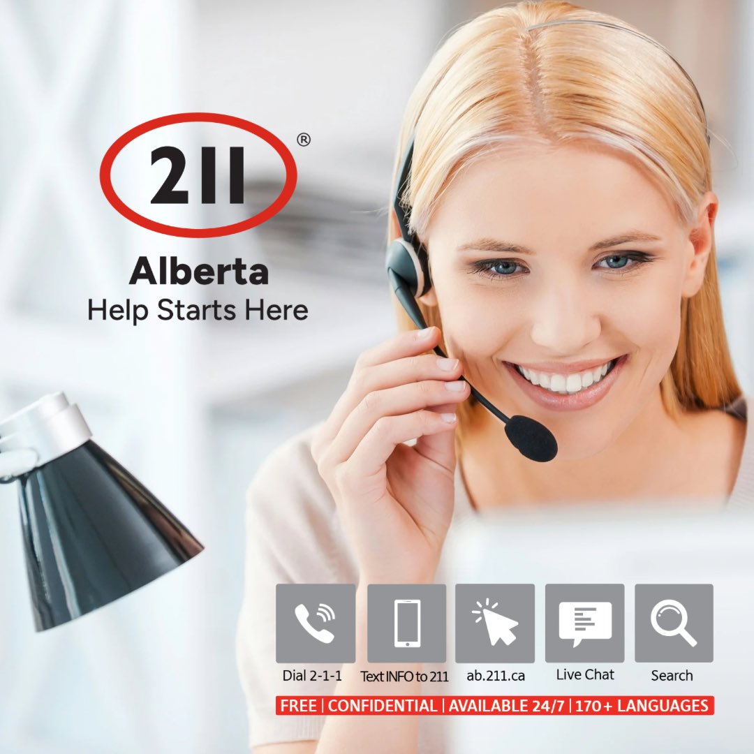 211Alberta's tweet image. When life feels overwhelming, you don’t have to figure it out alone. 211 Alberta is free, confidential, and available 24/7 to connect you with support for food, housing, mental health, income assistance, and more.

Our community resource specialists are here to listen and help…