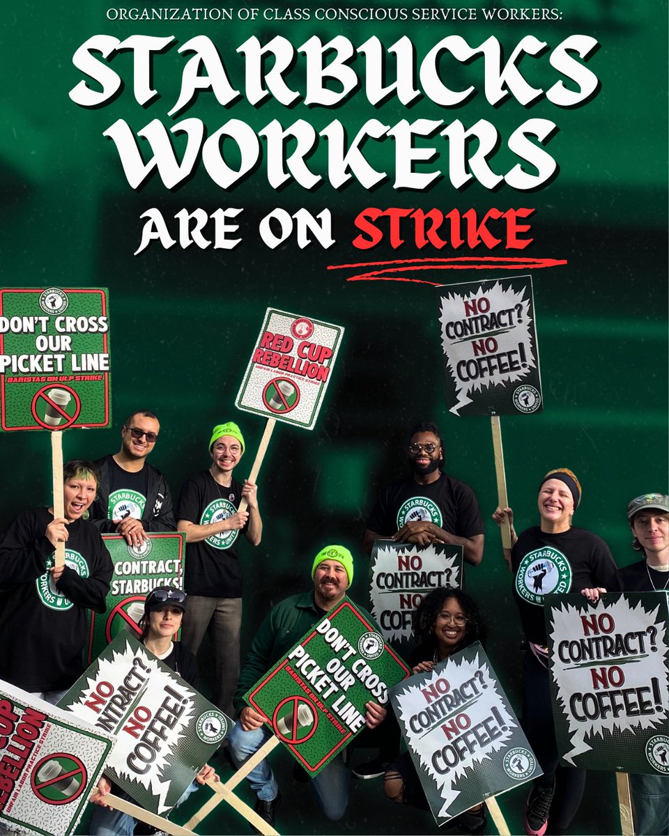 NewLaborPress's tweet photo. A statement from the frontlines of today’s Starbucks strike, issued by the Organization of Class Conscious Service Workers. https://t.co/tdlsQHxrpn
