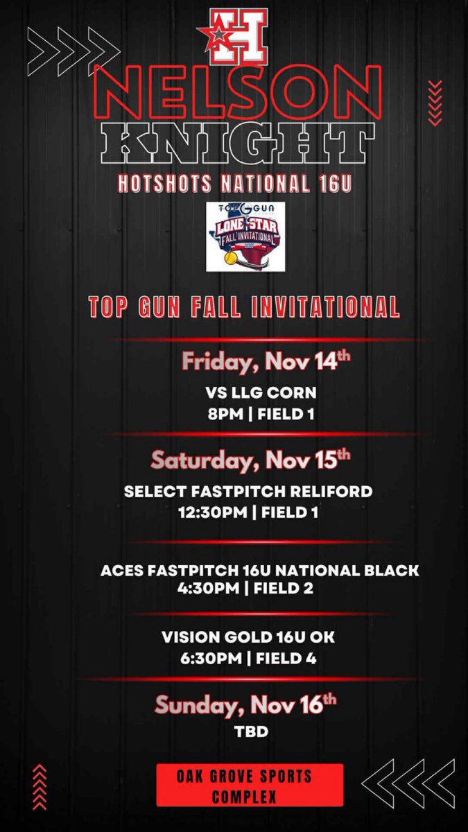 Schedule Drop!! Last one of the fall. Let’s do this!
#bangbang <a href="/gjpalme/">Joey Palmer</a> <a href="/hotshotsnation/">Hotshots Fastpitch</a> 
<a href="/D1Softball/">D1Softball</a> <a href="/SBRRetweets/">Softball Recruiting Reposts</a> <a href="/recruitingArena/">RecruitingArena</a> <a href="/DirectRecruits/">Direct Recruits</a> <a href="/CoastRecruits/">Coast 2 Coast Recruits</a> <a href="/ExpoRecruits/">Expo Recruits</a> <a href="/CSA_Athletes/">Collegiate Sports Advocate (CSA)</a> <a href="/clemsonsoftball/">Clemson Softball 🥎</a> <a href="/AggieSoftball/">Texas A&M Softball</a> <a href="/noahbsanders/">Noah Sanders</a> <a href="/JohniganSteve/">Steve Johnigan</a> <a href="/CoachBallMalone/">Cindy Ball-Malone</a> <a href="/Trisha_Ford/">Trisha Ford</a>