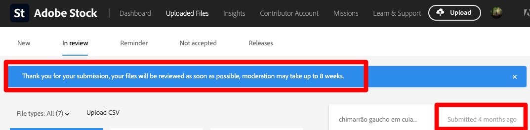 Stabel's tweet photo. @creativecloud seriously? It's been four months since I submitted a batch of seven images, and they still haven't been reviewed? https://t.co/RmWHbkLfo3