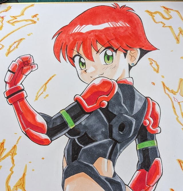 「ジャパコミに向けて新作「弥勒のプリンセス」の六道美久色紙制作。現物はもう少し下ま」|今木商事・覆面マンガ家のイラスト
