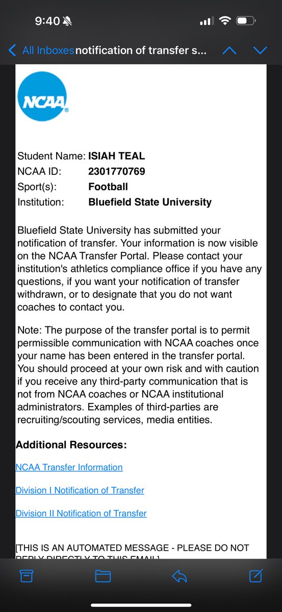 1siahteal0's tweet photo. I’m officially in portal.
DMs open
Phone 904-250-6089
Email. isiah.teal@gmail.com
2023 CIAA ROTY (6 games)
6’3  220lbs
3yrs of eligibility left https://t.co/D2ezACSxtQ