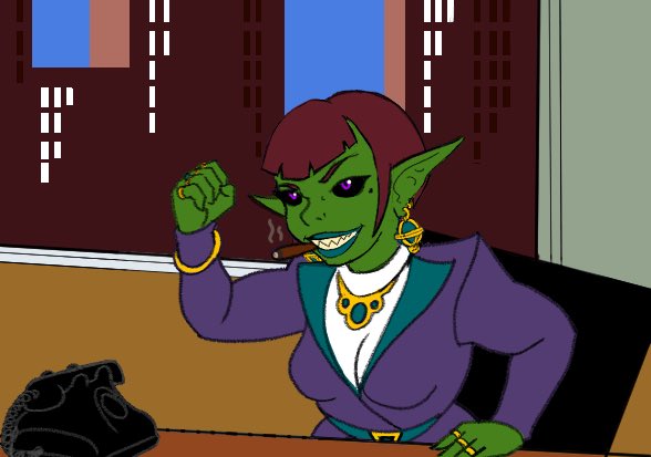 Ophelia’s boss and head of Galactic Television, Grimhilda  Gobblewack! #monstergirl #indiecomic #oc