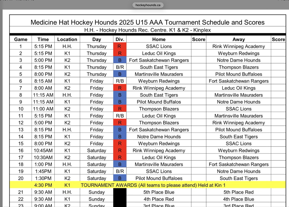 ReviewOfHockey's tweet image. Medicine Hat Hockey Hounds Tourney.  Mix of leagues and levels. #AEHL #CSSHL #BCEHl U15 #Sask 

hockeyhounds.ca/wp-content/upl…
