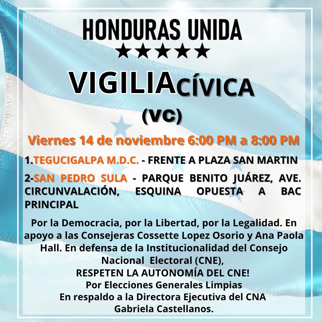 ⁦<a href="/CossetteOficial/">Cossette López-Osorio</a>⁩ ⁦<a href="/Cossette_HN/">Cossette López</a>⁩ ⁦<a href="/APHall_CNE/">Ana Paola Hall</a>⁩ ⁦⁦<a href="/GCastellanosL/">Gabriela Castellanos</a>⁩ ⁦<a href="/comisionnehn/">cnehn⏺</a>⁩ ⁦<a href="/cnahonduras/">CNA Honduras</a>⁩ ⁦<a href="/RCVHonduras/">Radio Cadena Voces</a>⁩ ⁦<a href="/rcnradio/">RCN Radio</a>⁩ ⁦<a href="/radioamericahn/">Radio América HN</a>⁩ ⁦<a href="/radiohrn/">Radio HRN</a>⁩ ⁦<a href="/HoyMismoTSI/">Noticieros Hoy Mismo</a>⁩