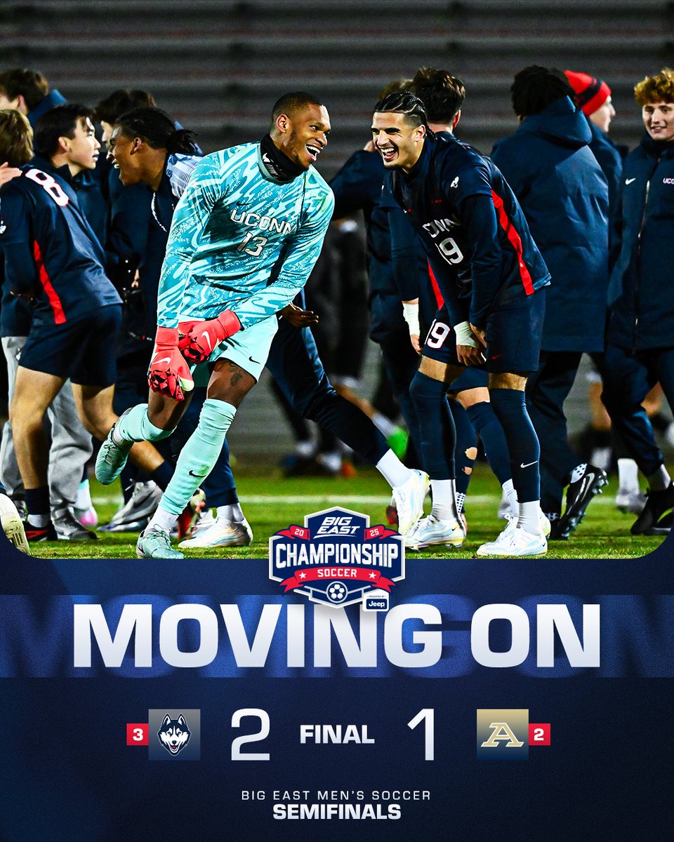 HUSKIES ARE PLAYING IN THE FINAL‼️

<a href="/UConnMSOC/">UConn Men's Soccer</a> defeats Akron 2-1 in the first semifinal of the 2025 BIG EAST Men’s Soccer Championshp!