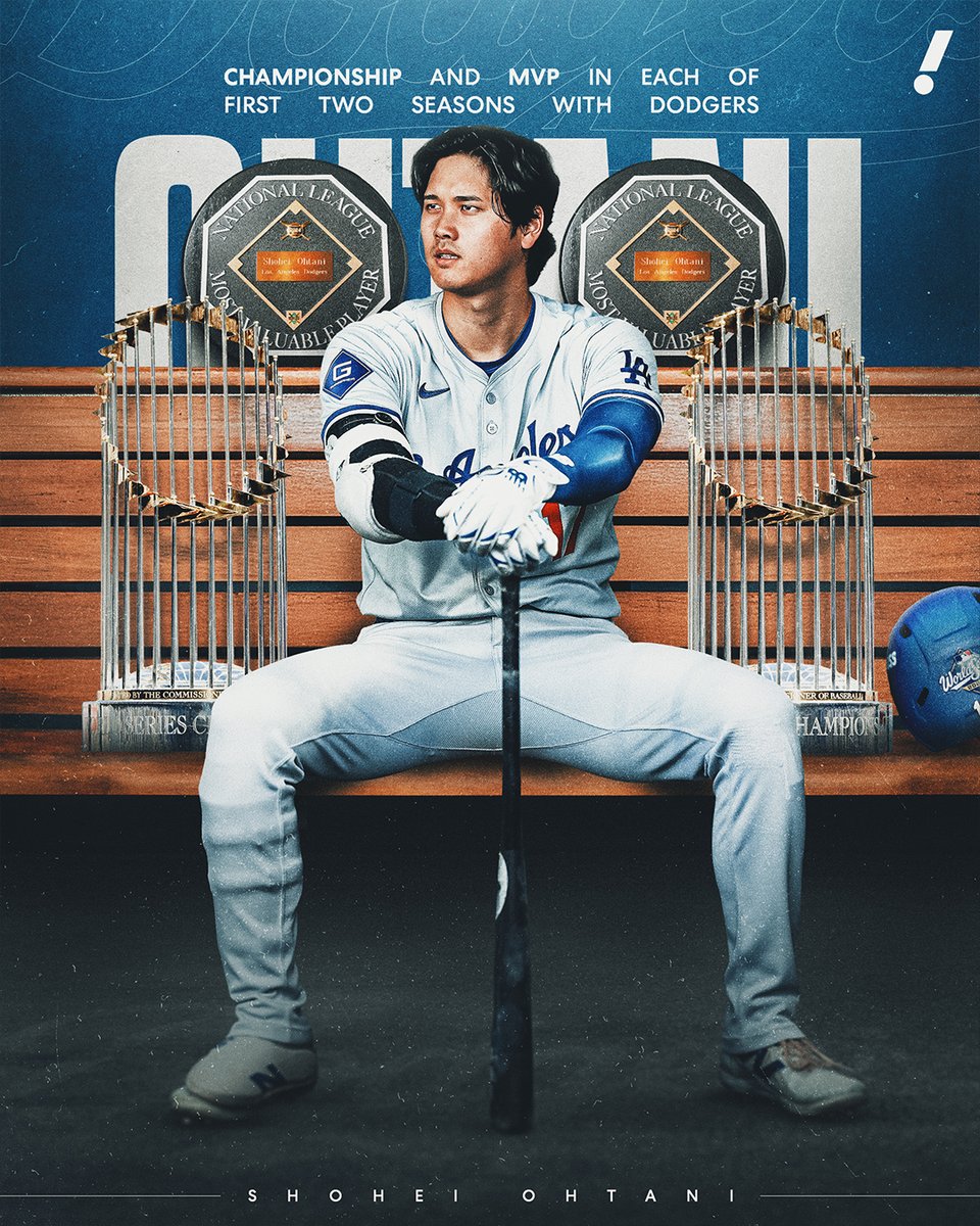 YahooSports's tweet photo. BACK-TO-BACK NL MVPS FOR SHOHEI 🏆🏆 

Shohei Ohtani wins NL MVP honors for the second straight year to go along with his TWO World Series rings with the Dodgers 💍💍 https://t.co/oChMFuHof4