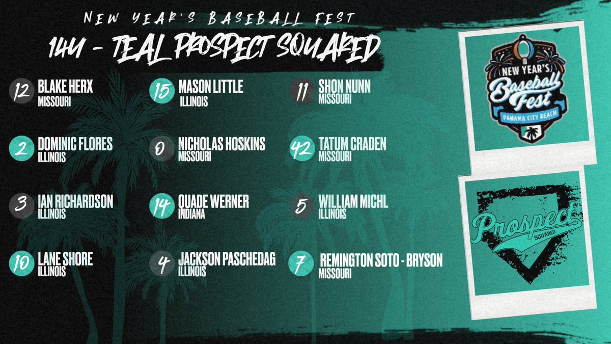 _YBNetwork's tweet image. 🚨 Roster Drop🚨

🌴⚾️Prospect Squared 14U - Black Roster ⚾️🌴 

Congratulations to the following players on being selected to attend the 2025 New Year’s Baseball Fest

#P2Family