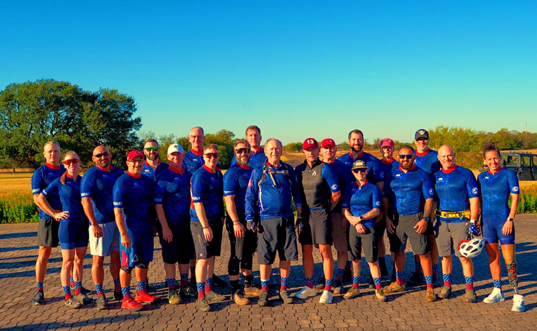 If you told 18 year old me that I would ride mountain bikes and golf with President Bush I would tell you, you were crazy. Sitting down and having dinner with  President Bush was a perfect way to kick off Veterans Day weekend. It’s an honor to be with Vets doing great things!