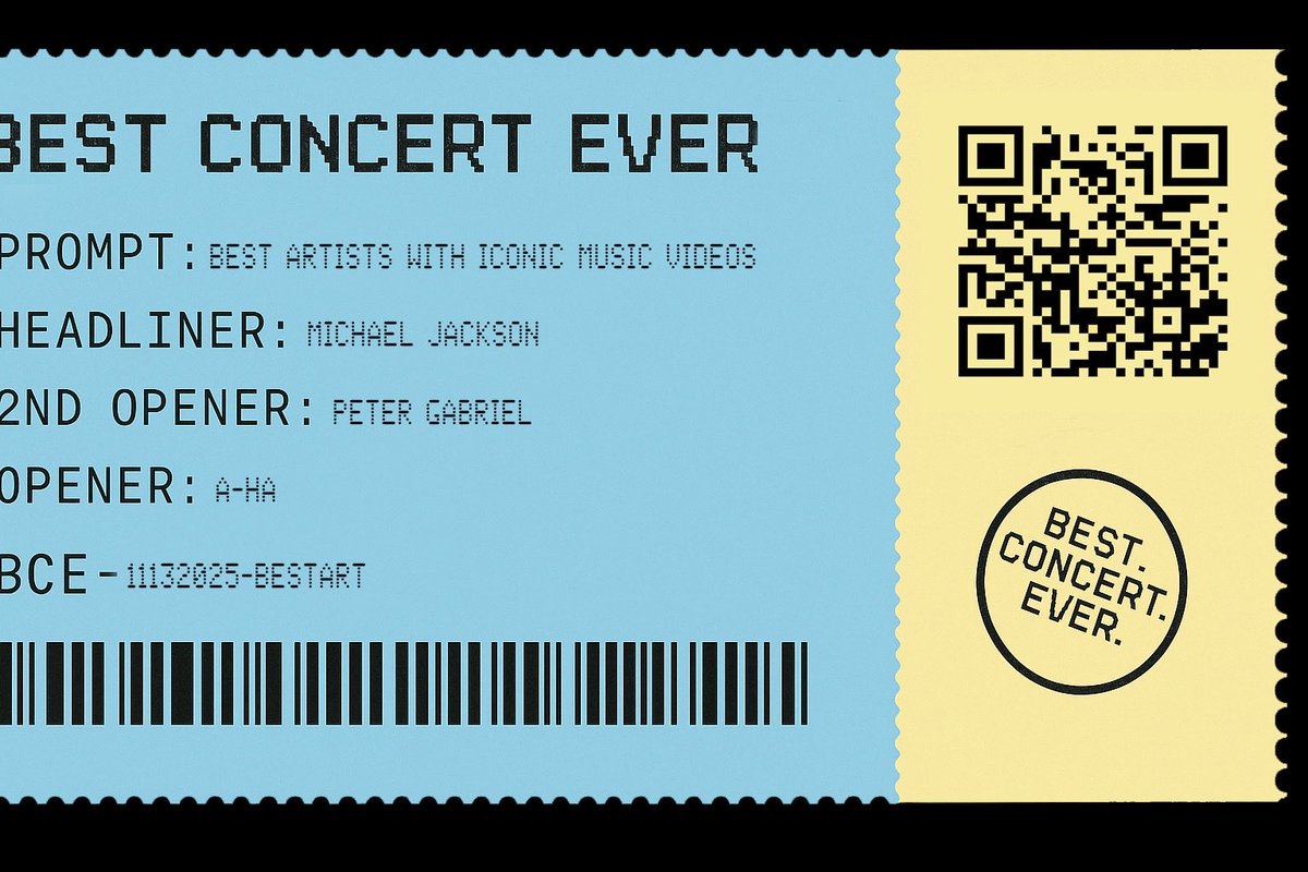 Here's my lineup for "Best Artists With Iconic Music Videos" 🎶🔥 Vote for it: bestconcertevergame.com/?vote=cea300f7… or submit your own! #bestconcertever