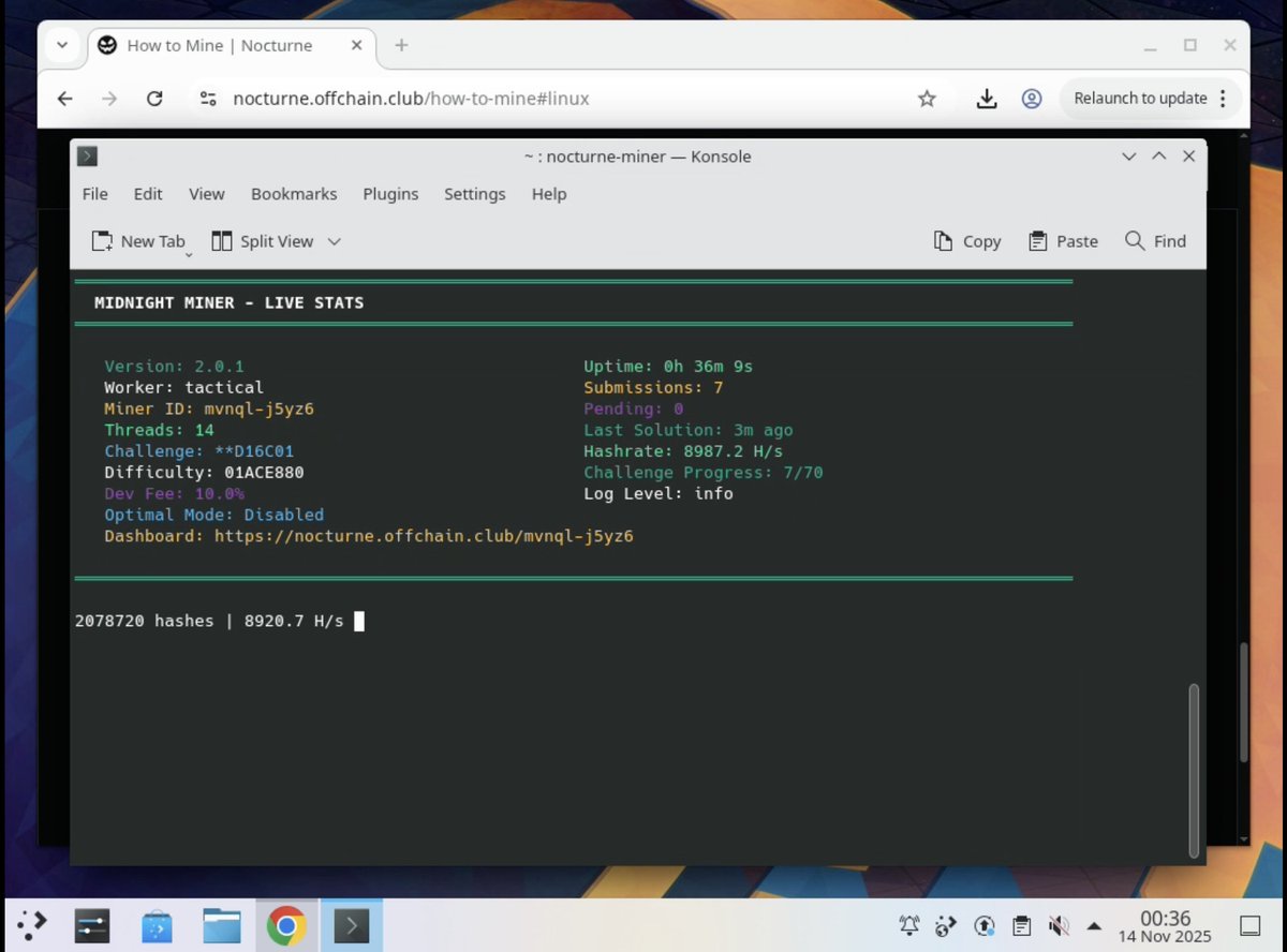 tacticalinvest_'s tweet image. For those wondering, I&apos;m mining around 1 $NIGHT per minute with just 1 VPS Instance. 

In total, that would be around 1440 $NIGHT / DAY!

Total cost is $2/Day for the CPU rental. 

If $NIGHT launches at $0.10, I would be making $144/day at a cost of just $2. 

Worst case…