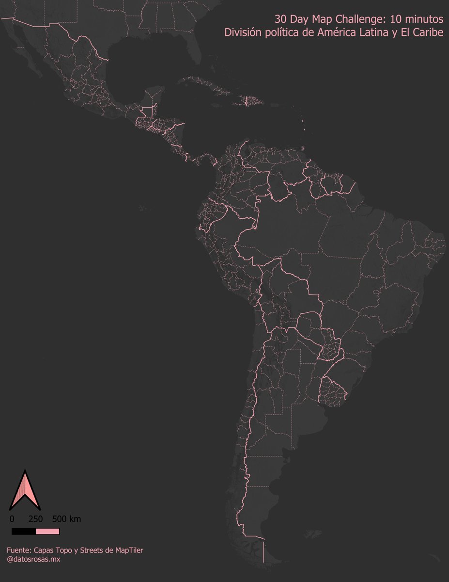 El día 13 del #30DayMapChallenge es hecho en 10 minutos. El crédito se lo lleva por completo <a href="/MapTiler/">MapTiler</a>  con sus capas Topo y Streets en formato vectorial. 
Un mapita sencillo pero bonito: la división política de ALyC en rosita🫰🏾