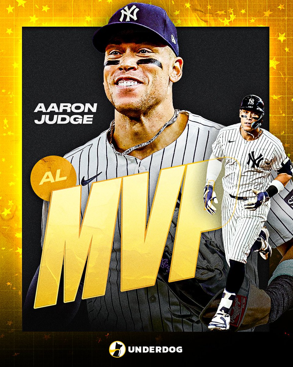 UnderdogMLB's tweet image. Aaron Judge wins 2025 AL MVP Award.