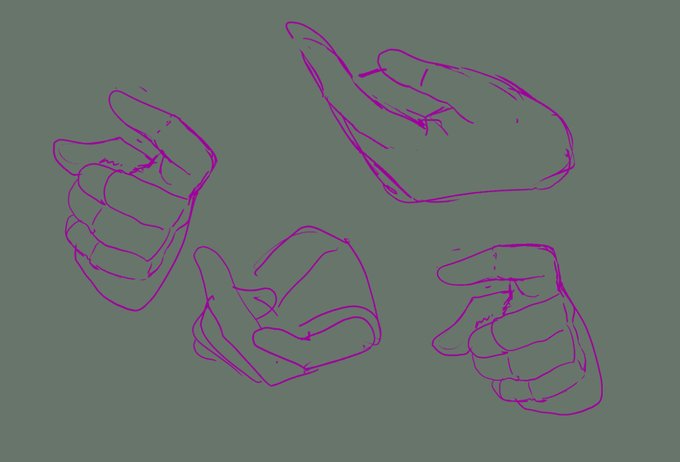 手の角度がよぐわっがんねぇので、描いてるうちにどれかハマるだろう作戦 