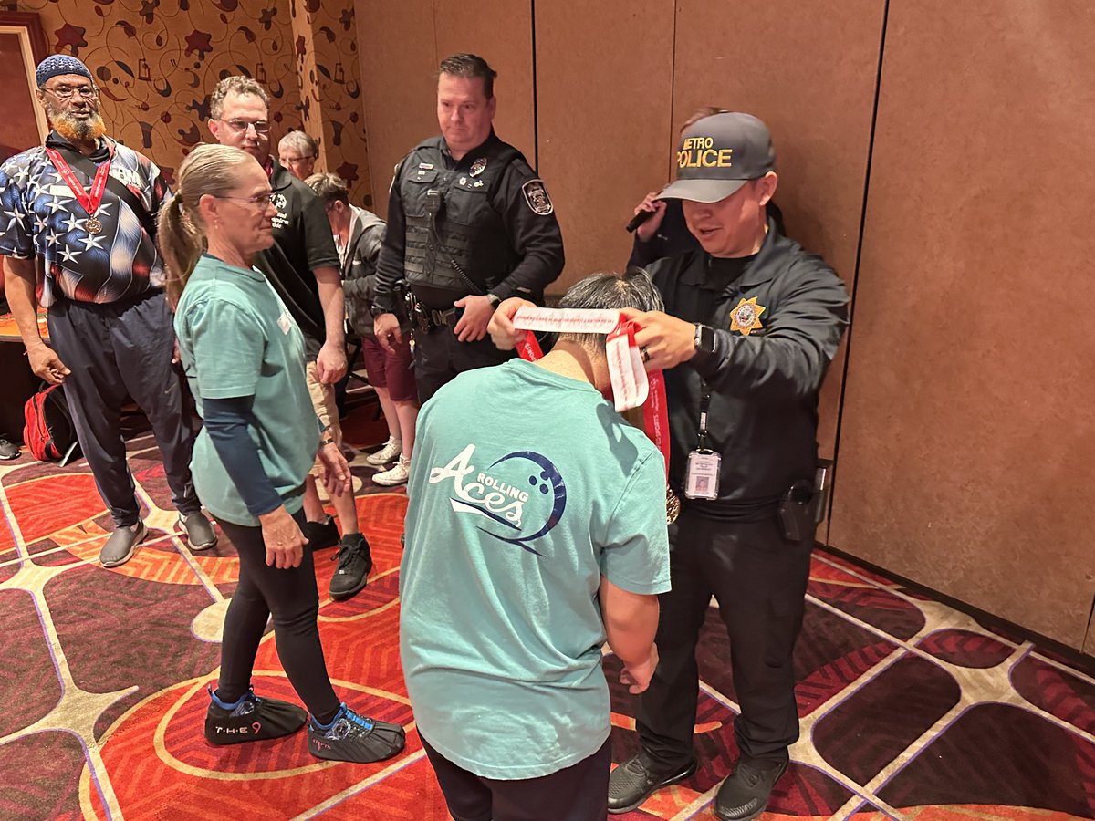 🎳 Such a fun day at the Special Olympics Nevada Bowling Competition! Our officers loved cheering on the athletes and handing out medals. Huge thanks to <a href="/SONevada/">Special Olympics Nevada</a> for letting us be part of it! 💙 #SpecialOlympicsNevada #CommunityLove #ServeWithHeart