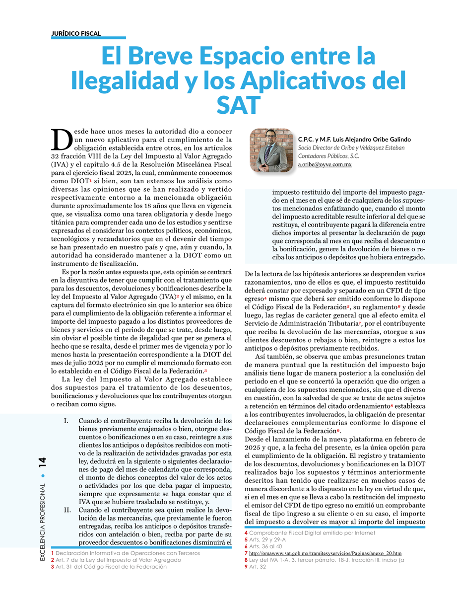 ¿Dónde termina la legalidad y comienza la ilegalidad en los aplicativos del SAT?

Conoce el análisis del C.P.C. Luis Alejandro Oribe Galindo sobre este delicado equilibrio entre la fiscalización y los derechos del contribuyente.

👉 Lee el artículo aquí: amcpdf.org.mx/revista-del-me…
