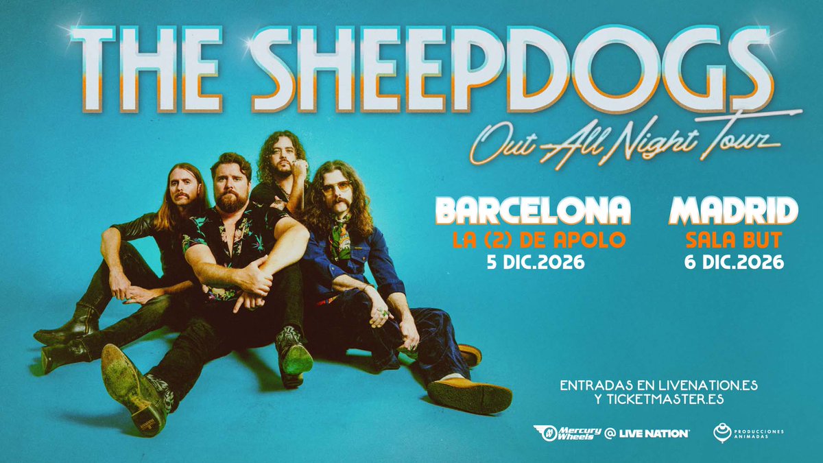 🎸 The Sheepdogs llegarán a España en 2026 con dos conciertos en Barcelona y Madrid como parte de su gira Out All Night Tour  

🎟️A la venta el viernes 21 de noviembre a las 10h en livenation.es y ticketmaster.es 

#TheSheepdogs #OutAllNightTour #LiveNationES
