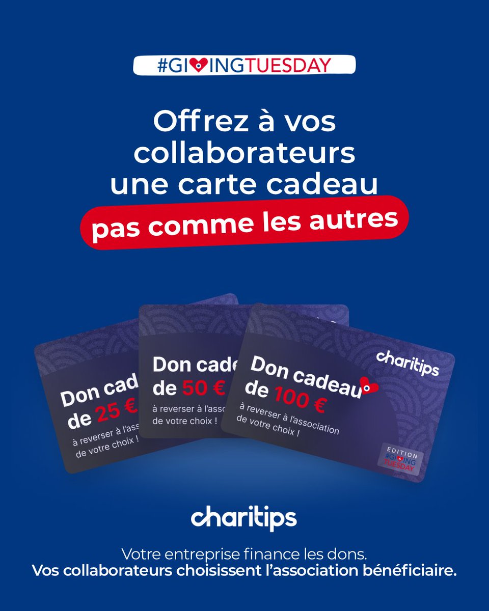 🎁 Une nouvelle façon d’offrir : une carte qui permet… de donner !

Avec la carte <a href="/Charitips_com/">Charitips</a>, votre entreprise offre un don et chacun choisit l’association à soutenir ✨

QR code → scan → don.

Rejoignez le mouvement !

#givingtuesdayfr #charitips #solidarite #mecenat
