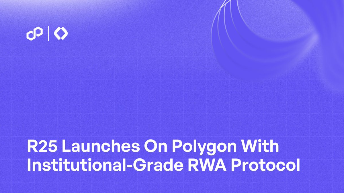 Institutional-grade assets need institutional-grade rails.

R25 Protocol has officially launched on Polygon as its first and preferred EVM chain, introducing its rcUSD+ yield-bearing token, backed by a professionally managed portfolio of RWAs.

TradFi yield, now flowing into