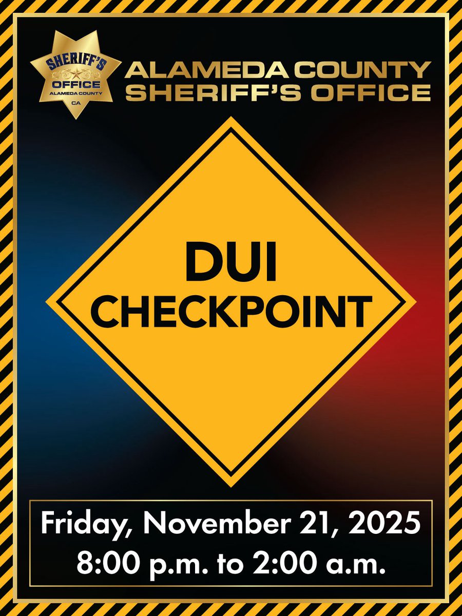 ACSOSheriffs's tweet image. Alameda County Sheriff’s Office to Conduct DUI Checkpoint m.facebook.com/story.php?stor…