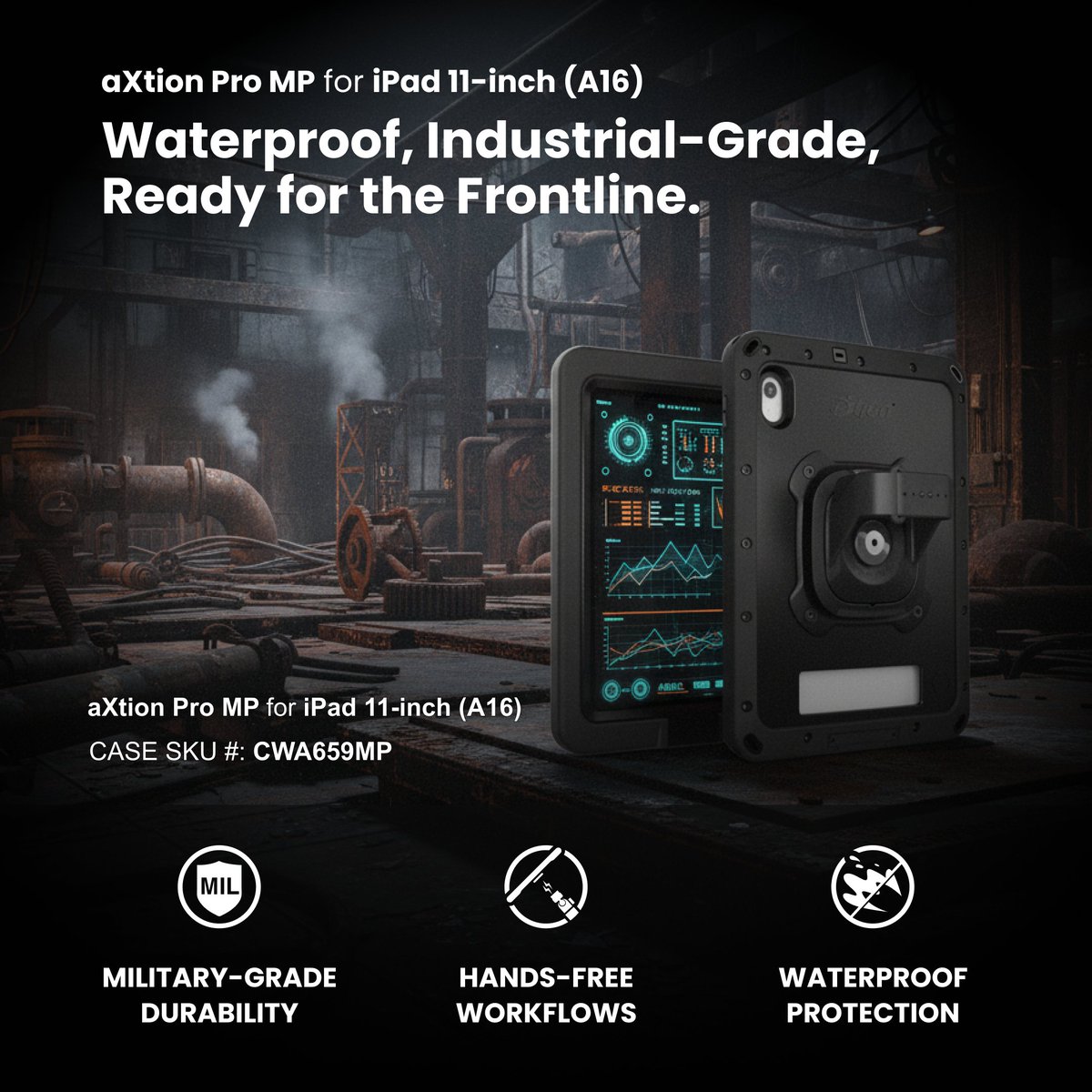 TheJoyFactory's tweet image. The aXtion Pro MP for iPad 11&quot; (A16) is waterproof, industrial-grade, and ready for your toughest environments.

Protect your investment and maximize uptime.

Order Now: hubs.ly/Q03T8LWt0

#aXtionPro #TheJoyFactory #FrontlineWorkers #IndustrialTech #Waterproof