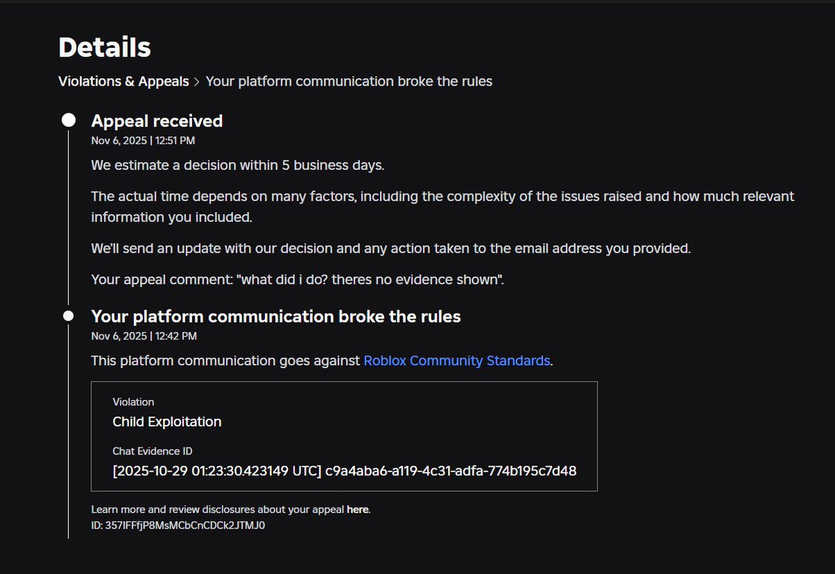NIGHTMRFREDBEAR's tweet image. #ROBLOX #freeschlep first they lie, then they ignore my appeals, just like they did with schlepp, i got banned not even 10 seconds after telling people to not share private information in a public server due to possibility of being victimized, then i get banned,,, yeah ok roblox