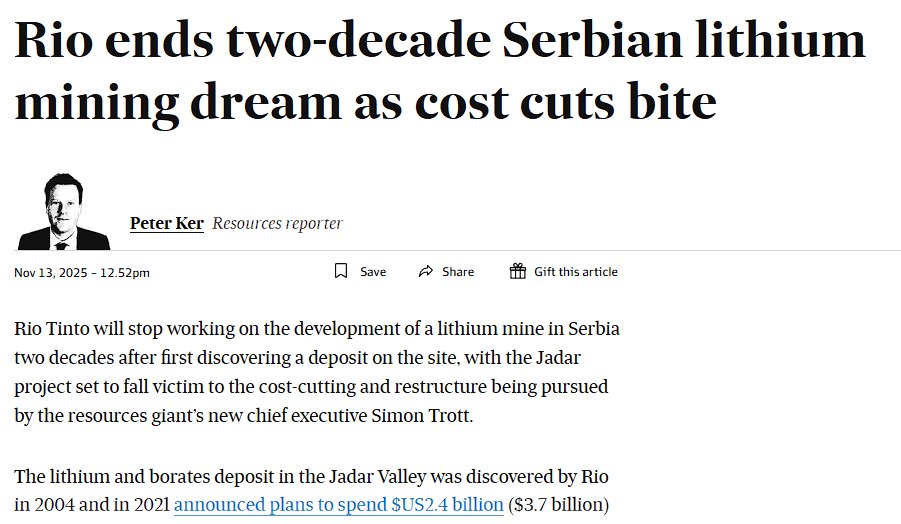 usuallyYJLee's tweet image. And just like that, 58ktpa of long term #lithium supply vanishes. This mine was supposed to come online (after multiple delays) in 2028 and ramp up through 2030. For reference, 58ktpa = another $CATL Jianxiawo. One by one the high-capex projects will crumble right as lithium…