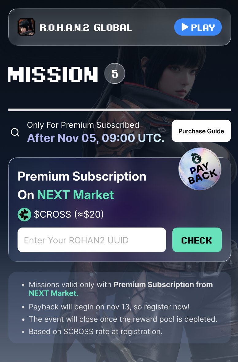 DevTreas's tweet image. Premium Sub Payback Mission 2.0 💥
Buy Premium Sub → Enter UUID → Get CROSS Points instantly.
Smooth, fast, automated.

Upgrade + earn at the same time ⚡

#CROSSPLAY #CROSS #CROSSWave #ROHAN2 #Yapping