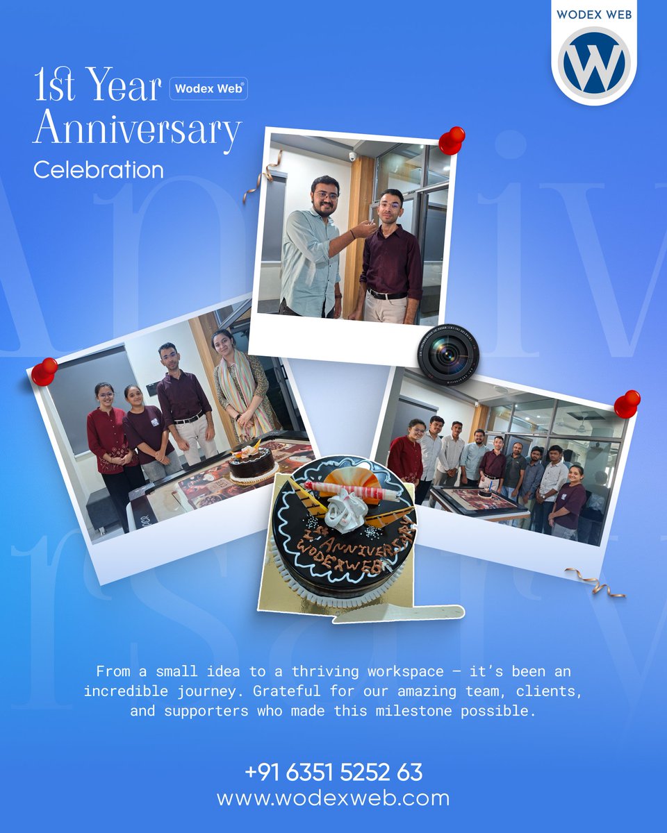wodexweb's tweet photo. Celebrating 1 Year of Innovation &amp; Growth 🎉
Today, we mark one year of dedication, teamwork, and success! 🌟

#1stanniversary #anniversarycelebration #companyanniversary #oneyearofsuccess #oneyearjourney #celebratingsuccess #milestonemoment #oneyearstrong #anniversaryvibes https://t.co/RnWXXEyScS