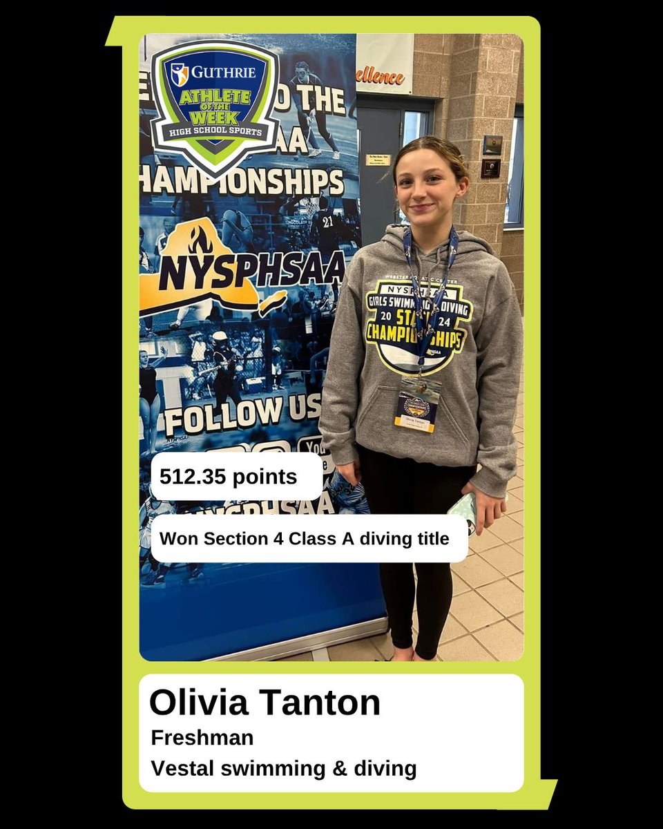 Congrats to Olivia Tanton of Vestal diving for being voted the Guthrie Athlete of the Week! stargazette.com/story/sports/h…