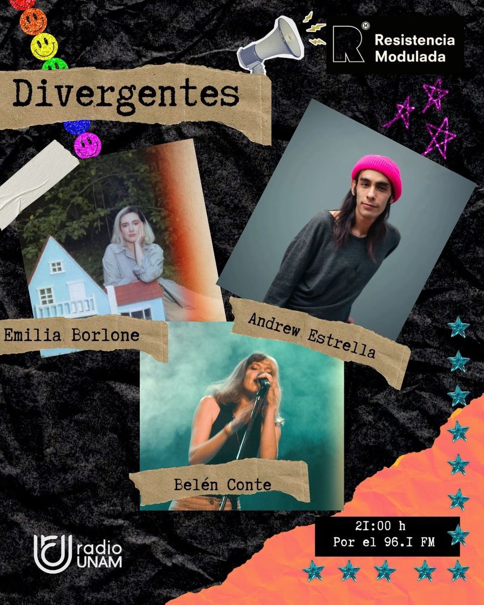 RModulada's tweet image. ¿Ya viste lo que @vioberber traer el día de hoy? 🤩 No te pierdas #Divergentes 🌈 @BelenConteOK, @emiliaborlone y @aandrew_estrellaa harán ruido en la cabina de @RadioUNAM 🤓 ¡Te esperamos en punto de las 20 horas por el 96.1 FM! Y radio.unam.mx 👀