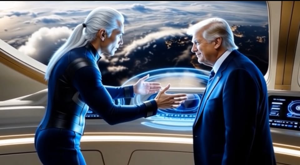 PaulGoldEagle's tweet photo. POTUS knows much more than he is letting on. 
In Truth. . . he has the guidance of the Light Forces!!!
✨🤍✨ https://t.co/LaJg3y4Drg