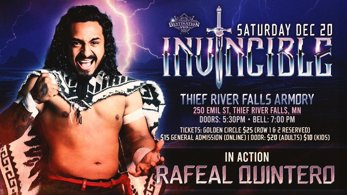 ⚔️ Invational Entrant #7 ⚔️ 

   " Diamond in the Rough "
     Rafeal Quintero 

- a man who has had breakout 2025 Rafeal Quintero looks to finish off the year with a return to Destination Pro and taking the 2025 Destination invitational! 

🎟:
tinyurl.com/DPWInvincible